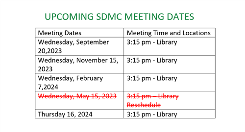 SDMC Dates